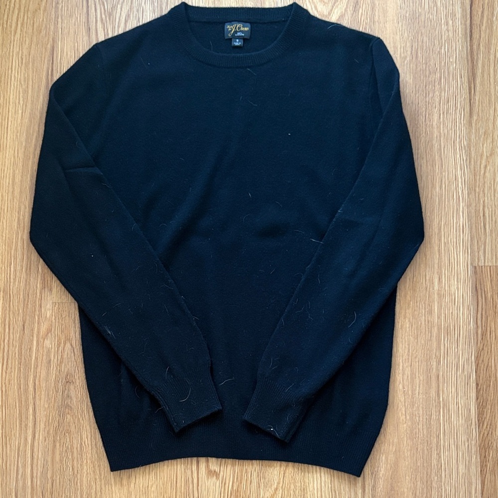 J. Crew Men's Black Crewneck Cashmere Sweater